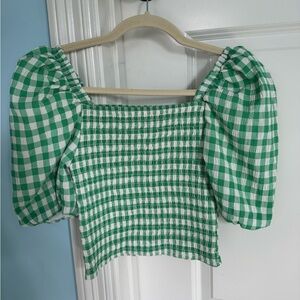 Green Gingham Top